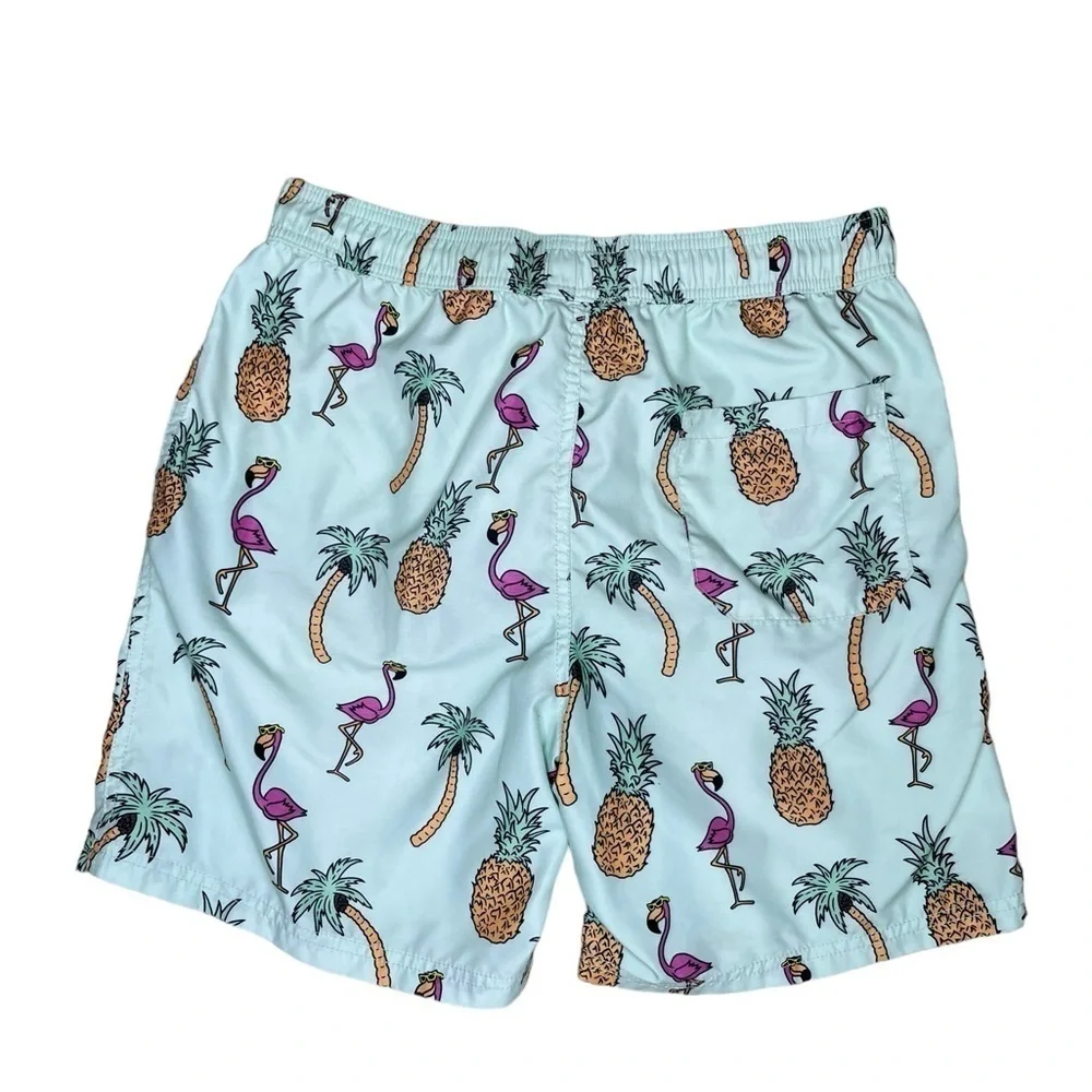 Maui And Sons Men’s Flamingo Print Lined Swim Trunks Size Small